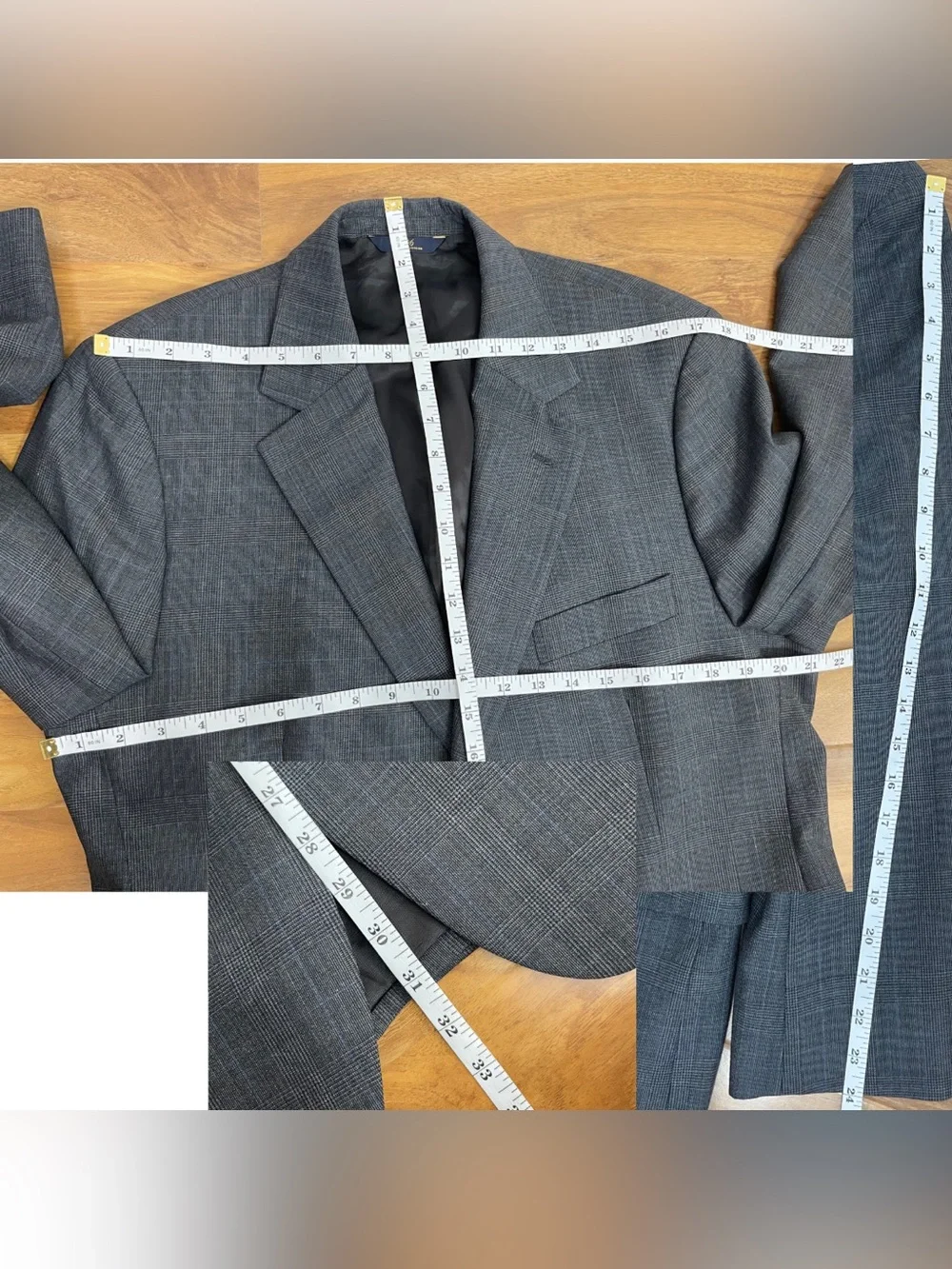 Brooks Brothers 346 Stretch Wool Blazer Gray Blue Plaid Sport Coat Jacket Sz 42S